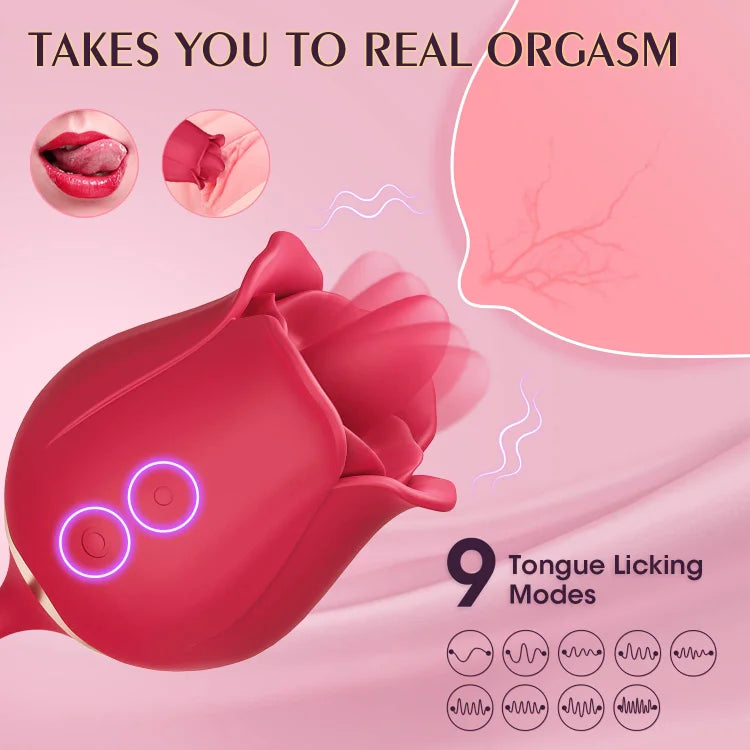 Rose Toy Vibrator Female Telescopic Egg Jumping  Tongue Licker Sex Toys