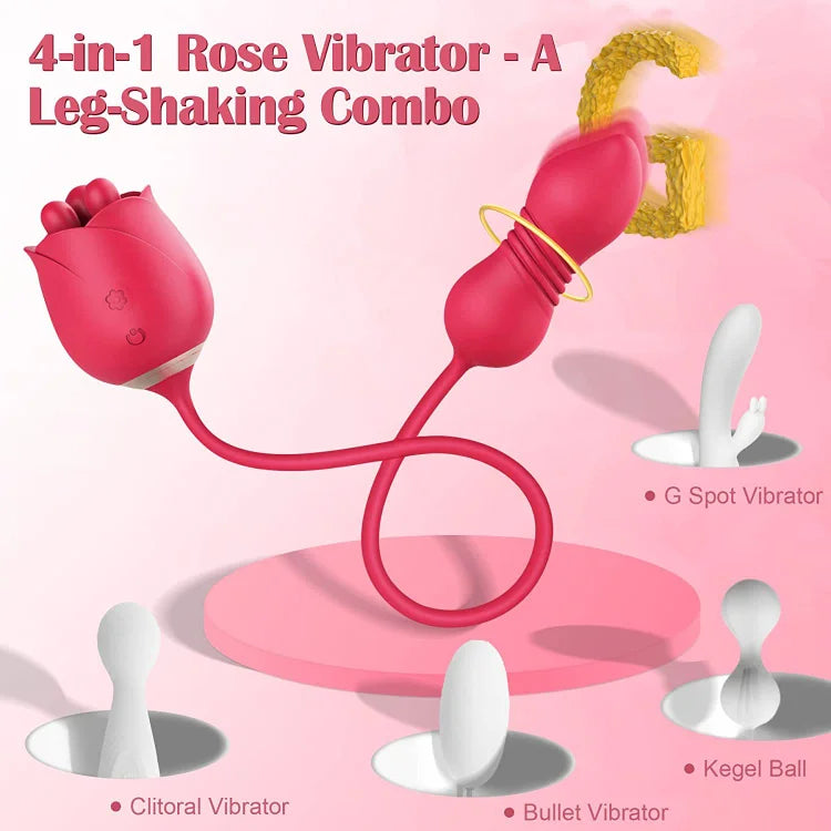 S475-7 4-in-1 Three Pistils Rose Toy With Telescopic Egg