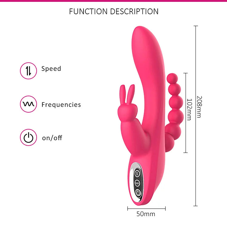 G Spot Dildo Rabbit Vibrator 3-in-one function Vibration Waterproof