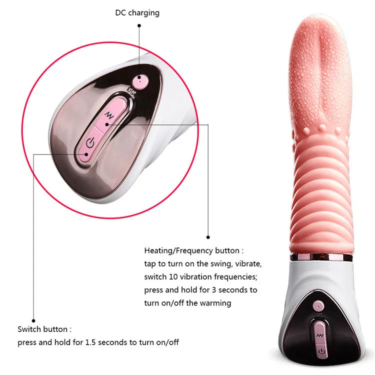 Silicone Vibrating Masturbator Magic Tongue Female Electric Granule Tongue Masturbator Licking Yin Vibrating Rod Adult Supplies