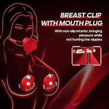 Load image into Gallery viewer, 2 In 1 Rose Nipple Clamp Vibrator With Vibrating Ball Gag