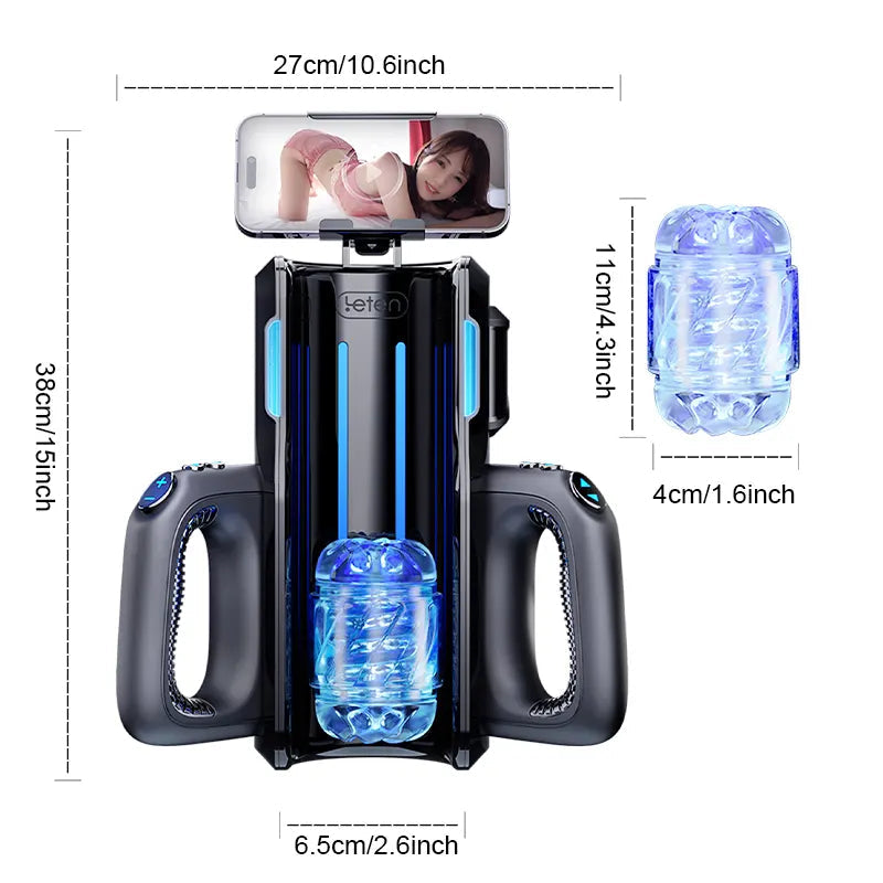 Leten Cannon King Pro Thrusting High-speed Motor Masturbator Cup with Phone Holder