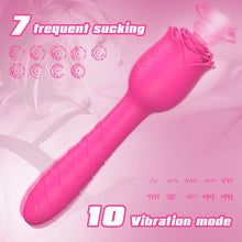 Load image into Gallery viewer, D3621 Scarlet 3-in-1 Telescopic Sucking And Shocking Handle Rose Vibrator